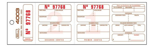 3pzas Tarjeta Inventario Fisico Printaform 4003 23.6 X 7.4 C