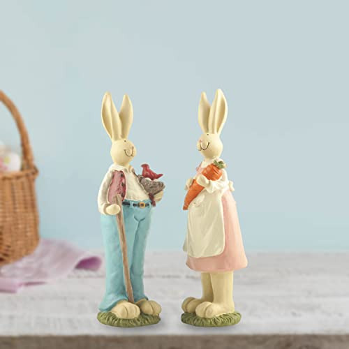 Figurillas Conejos De Pascua Decoración Hogar Mesa, Set 2 Re