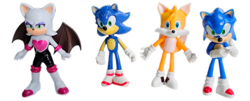 Set X4 Figuras Muñecos Sonic Tails 10cm Juguete Colección