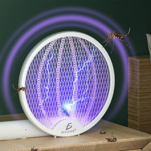 Mata Moscas Eléctrico Recargable 2 En 1 Con Luz Uv Color Blanco Ele-gate