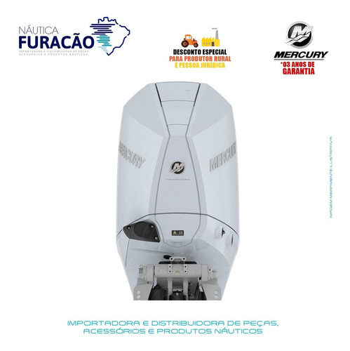 Motor De Popa Mercury 4 Tempos 300hp Cxl V8 Dts Branco