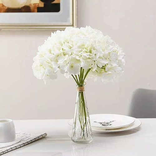 5pcs Ramo De Hortensia Flores Artificiales Flor De Seda