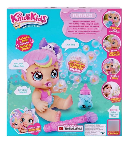 Muñeca Electrónica 6.5 Kindi Kids Con 2 Accesorios Poppi Pea