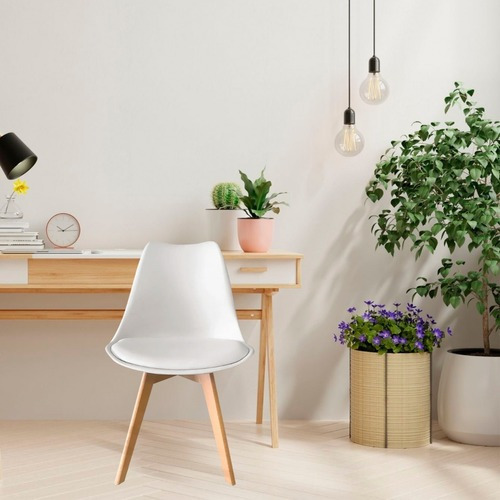 Imagen 9 de 10 de Set De 2 Sillas Tulip Para Comedor Acolchada Madera Begônia