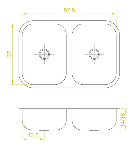 Imagen 6 de 6 de Bacha Doble Inoxidable 52x32 + Griferia Monocomando Mesada