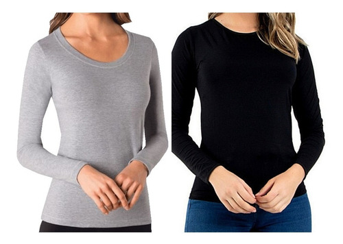 Imagem 7 de 7 de Kit 12 Blusinha Feminina Manga Longa Segunda Pele Atacado