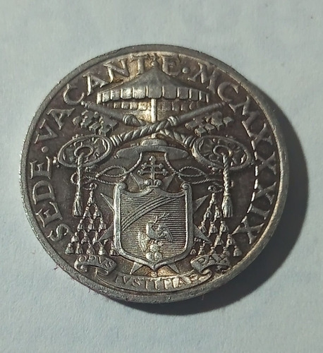 Moneda Vaticano 10 Liras Plata S. Vacante 1939 Km21 Xf.