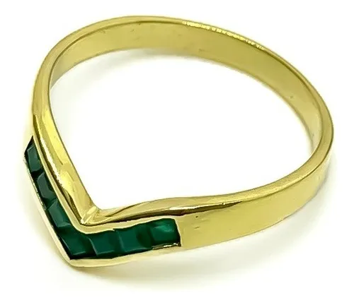 Anillo Pico Oro 18k Esmeraldas T18