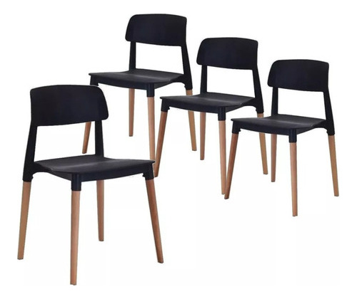 Sillas Milan X4 Madera Nórdicas Full Baires4 Color de la estructura de la silla Negro