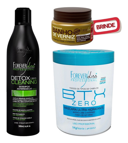 Kit Alisamento Forever Liss Btox Zero 1k E Shampoo Detox