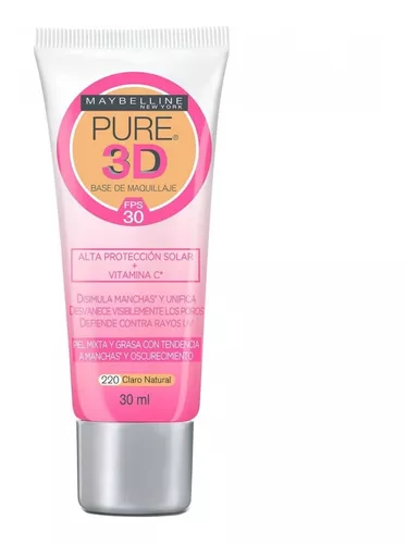 Base De Maquillaje Pure 3D 220 Claro Natural Maybelline