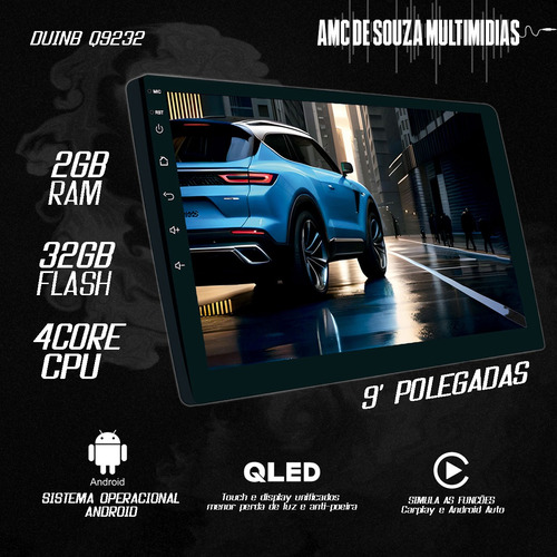 Multimidia Scudo 9p Carplay Android Auto 2gb 32gb