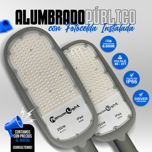 Lampara Led Alumbrado Publico Con Fotocelda 200w Nanum Light