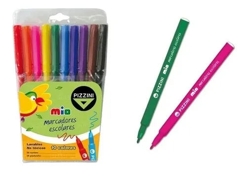 Marcadores Pizzini Mio Escolar X10 Colores Frigusnet | MercadoLibre