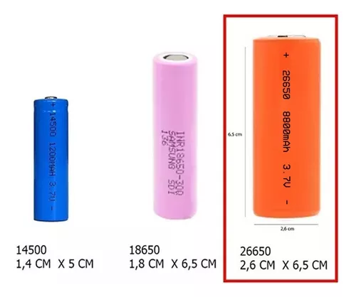  6 baterías recargables de 18650 mAh, cargador