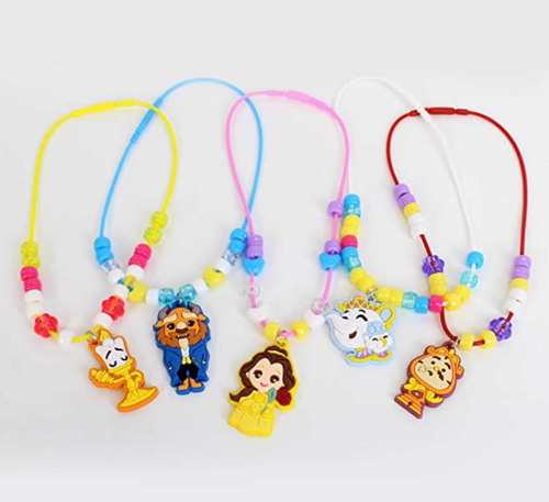Bella Y Bestia Set Collares Actividades Armar Disney 5 Dijes