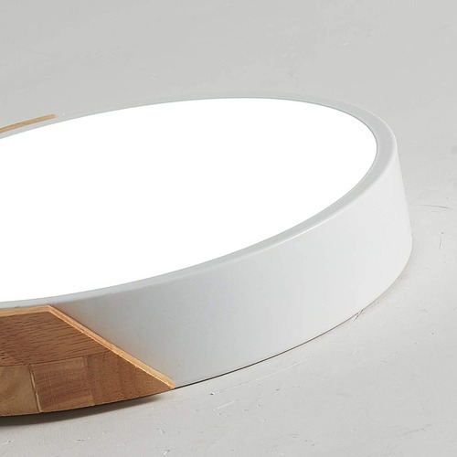 Luminaria Plafón Led 30cm Metal Madera C Color Luz Variable Blanco - 30cm