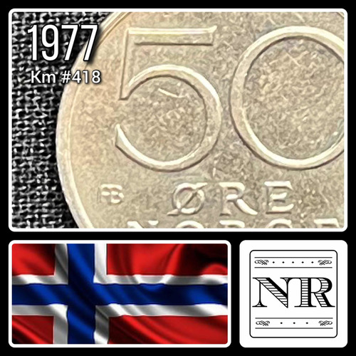 Noruega - 50 Ore - Año 1977 - Km #418 - Escudo