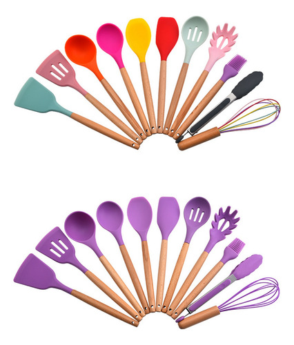 Utensilios De Cocina De Silicona, Juego De 12 Piezas