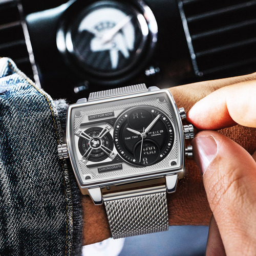 Reloj Feice Fk814 Hombre Acero Inoxidable Plateado