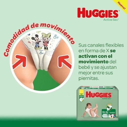 Imagen 5 de 6 de Pañales Bebe Huggies Active Sec Talla Xxg Bulto 8x30 Und