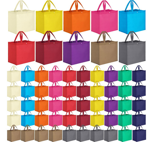 60 Bolsa Compra Reutilizabl Colorida Para Comestibl Regalo X