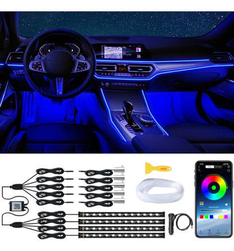 Qvevdacar Interior Coche Led Strip Lights, Rgb 9 En 1 Coche