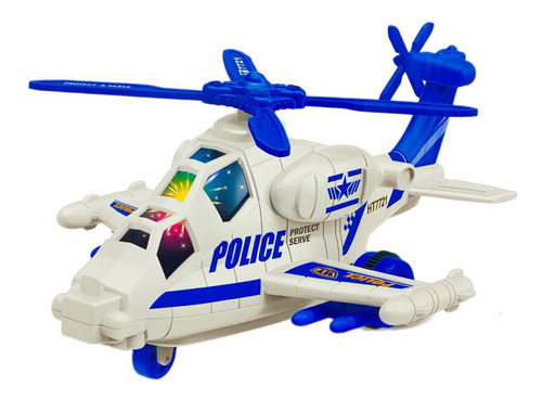 Helicóptero Policía De Fricción Con Luces Y Sonido Realista