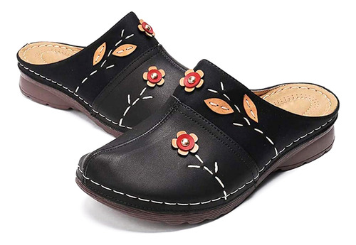 Zuecos, Sandalias Con Forma De Flor, Zapatos Con Punta Cerra