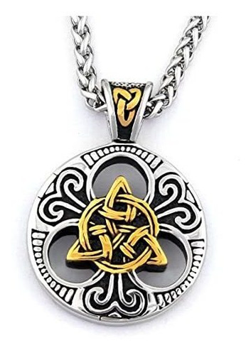 Cadena, Collar Para Hombr Vikingo Celta Triquetra Medallón C