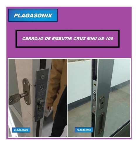 Imagen 7 de 10 de Cerrojo De Embutir Llave Cruz Mini Us-100 Premium Nuevo