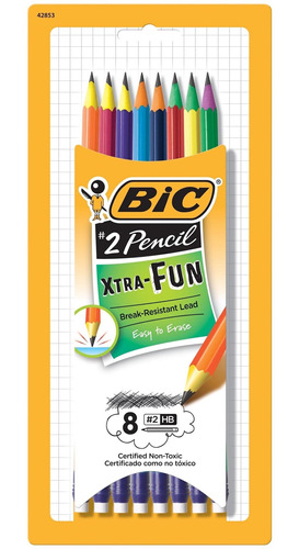 Set De 8 Colores Bic Extra Divertidos, De Grafito, #2 Hb