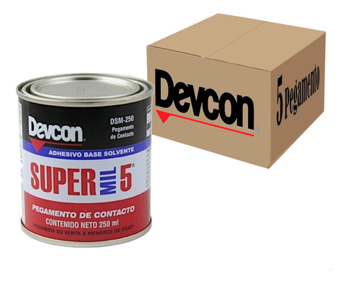Adhesivo Contacto Super Mil Devcon 250ml Dsm-250 5 Piezas