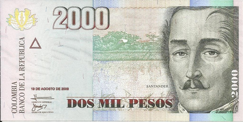 Colombia 2000 Pesos 19 Agosto 2009