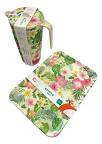 Comprar Set De Vajilla Para Servir Bandeja Y Jarra Floral - Eventos