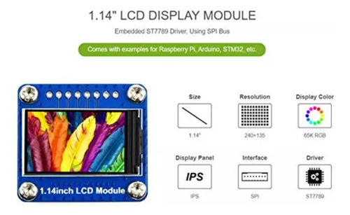 Módulo De Pantalla Lcd De 1,14 Pulgadas, Pantalla