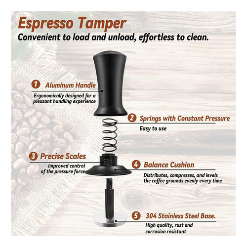 Coffee Espresso Tamper 51 Mm Com Mola Calibrada Por Ferramen
