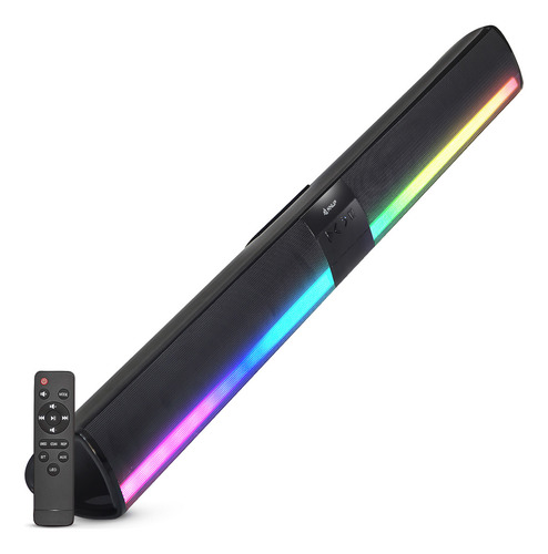 Caixa De Som Soundbar Home Theater Bluetooth 5.0 Barra De Som Potente Para Tv Smart Pc Gamer Jogos Notebook Sala De Cinema Com Controle Remoto Led Rgb Usb P2 Brinde Suporte De Mesa Para Celular Tablet