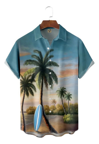 Camisa Hawaiana Unisex De Palm Trees Beach, Camisa De Playa