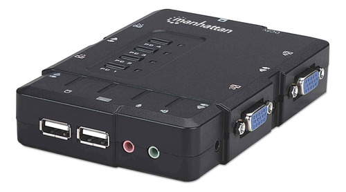 Conmutador Kvm Usb De 4 Puertos Manhattan Audio Microfono