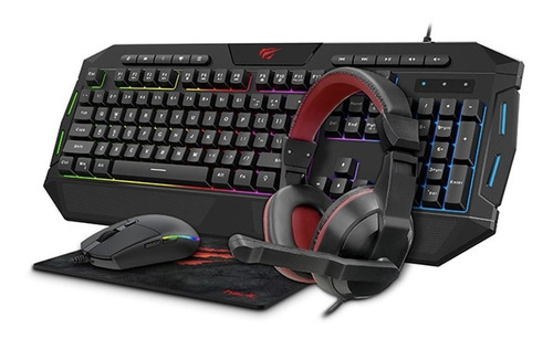 Kit Gamer 4 En 1 Teclado Mouse Auricular Pad Havit Kb501cm