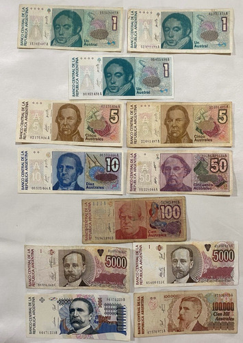Billetes X12- Argentina Australes 1985-1992-usado