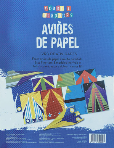 Aviões De Papel: Livro De Atividades, De Lake Press. Editorial Vr Editora, Tapa Mole, Edición 1 En Português, 2024