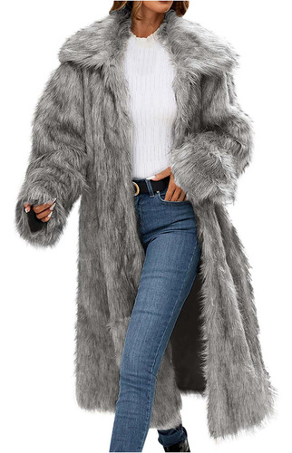 Chaqueta Larga E Para Mujer, Cálida, Con Pelo Sintético, Para Mujer, Invierno 3001