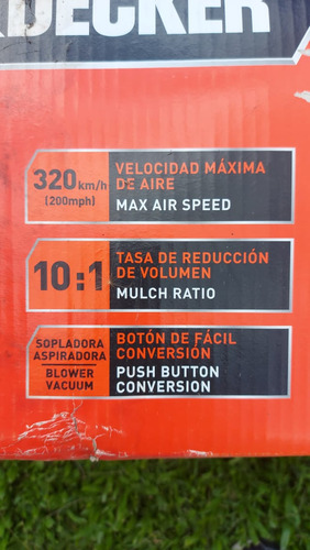 Sopladora Aspiradora Black And Decker Bv2550-ar 1440w Naranja Oscuro (Usado)