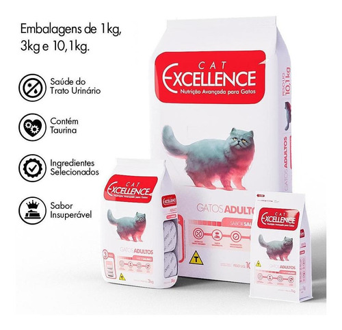 Ração Cat Excellence Salmão Para Gatos Adultos 10,1kg