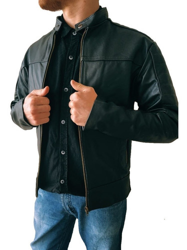 jaqueta de couro de boi masculina