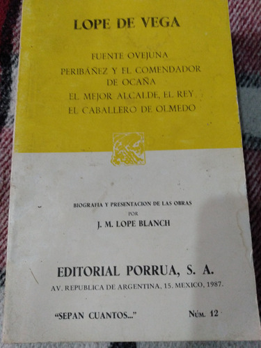 Libro. Lope De Vega. Fuente Ovejuna  Caballero De Olmedo.b3