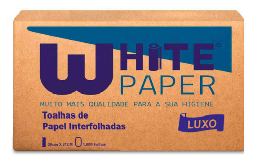 Papel Toalha White Paper 2 Dobras 23x21cm Com 1000 Luxo