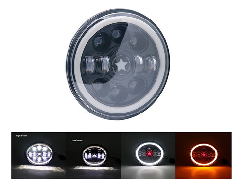 Faro Led 7'' Redondo Jeep/moto | Alto/ Bajo | Ojos De Ángel